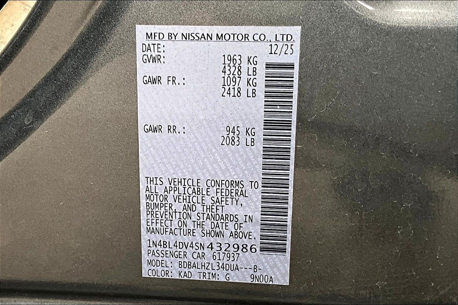 2025 Nissan Altima 2.5 SV