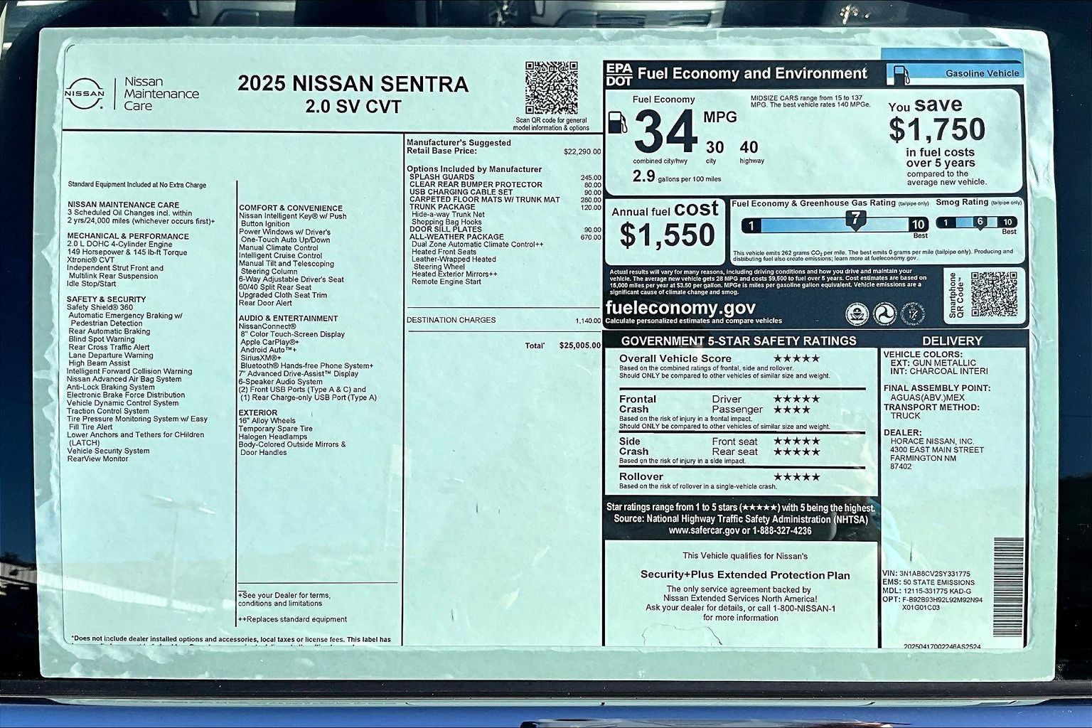 2025 Nissan Sentra SV