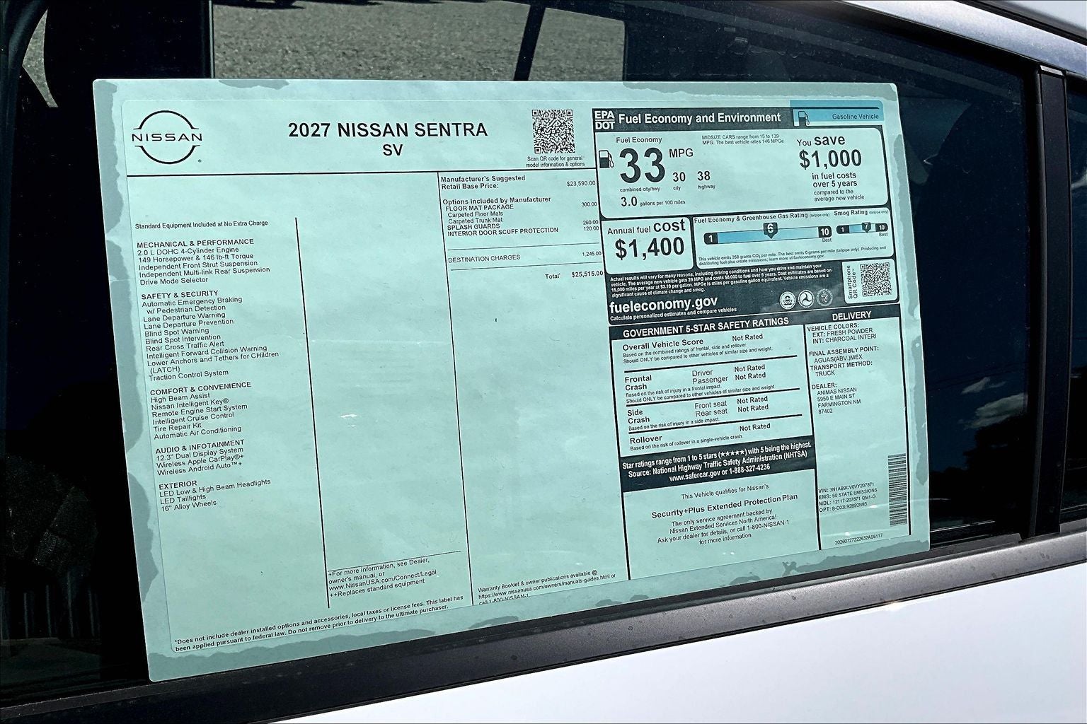 2027 Nissan Sentra SV